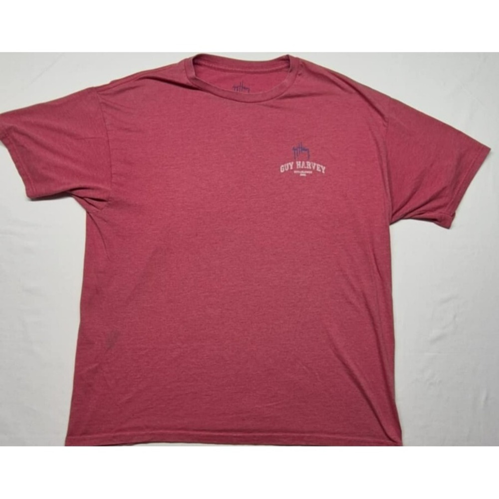 Guy Harvey men's red‎ fishing logo graphic t-shirt 86 swordfish two sided sz. XL - Picture 2 of 9